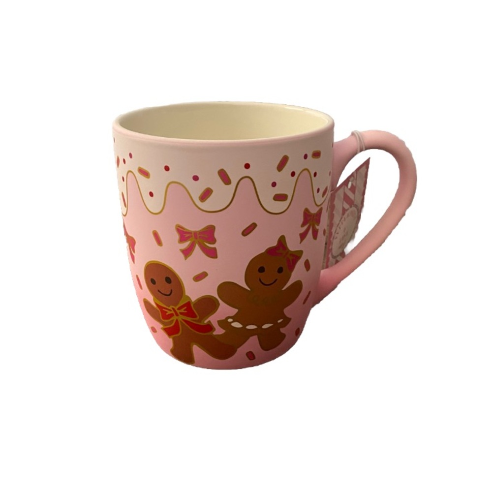 ✨NEW🍪Peppermint and Pine Soft Touch Light Pink Gingerbread Couple Mug🎀 - Picture 2 of 3